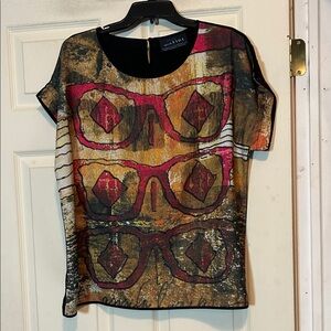 VIDA Multicolor Abstract Graphic Print Top Size XL